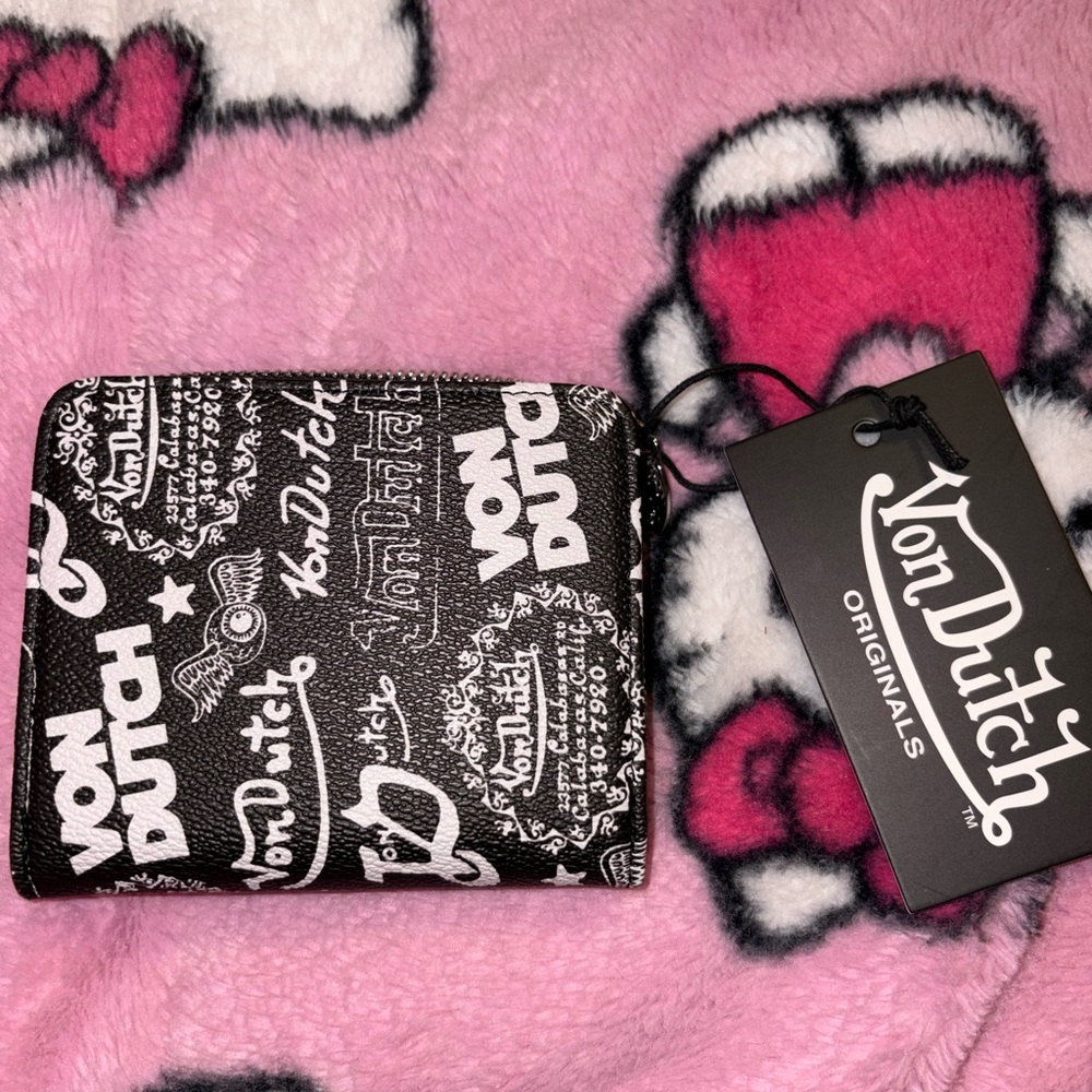 Von Dutch Black Wallet with White Logo Print